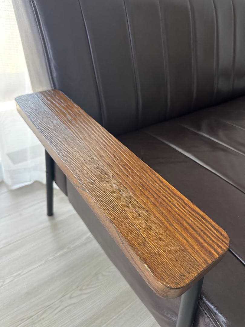 汚れに強い　合成皮革 2人掛けソファ(Nシールド ステイン2KD DBR)