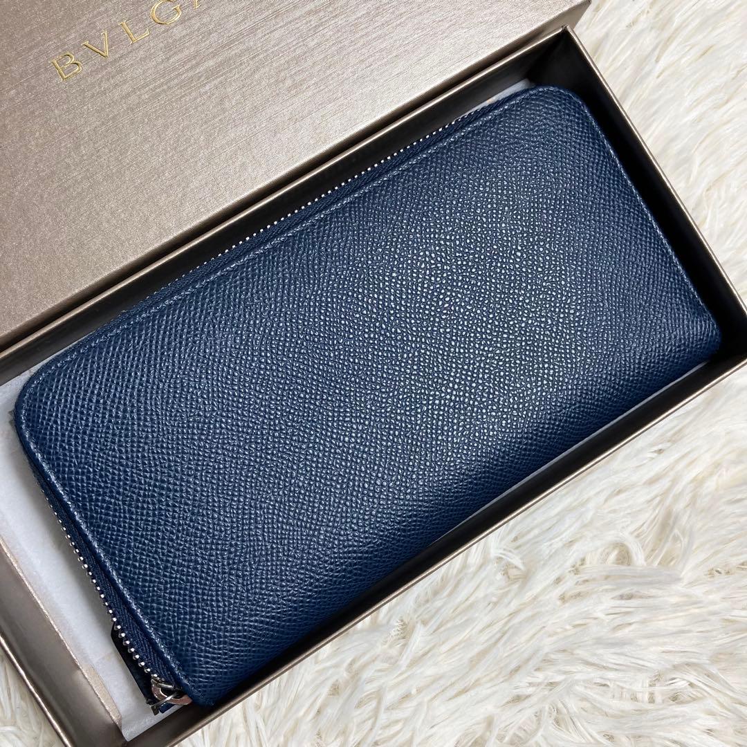 【未使用級】ブルガリ ラウンドジップ ビーゼロワンレザーネイビー FRID搭載