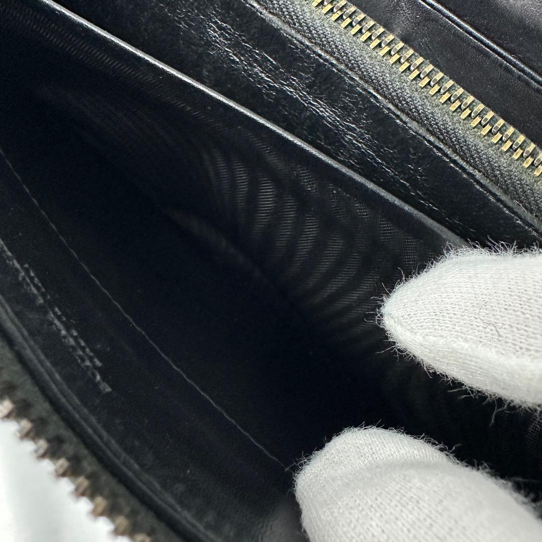 【美品】 ボッテガヴェネタ 長財布 ラウンドファスナー イントレチャート 黒