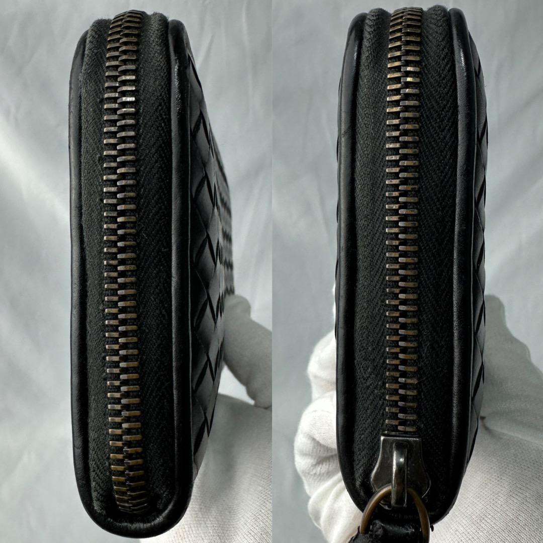 【美品】 ボッテガヴェネタ 長財布 ラウンドファスナー イントレチャート 黒