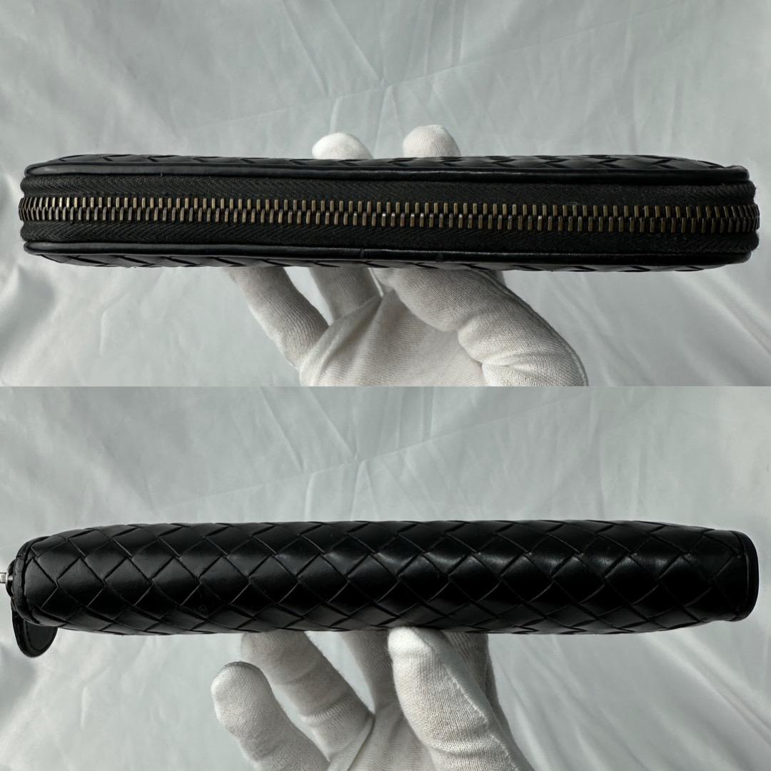 【美品】 ボッテガヴェネタ 長財布 ラウンドファスナー イントレチャート 黒