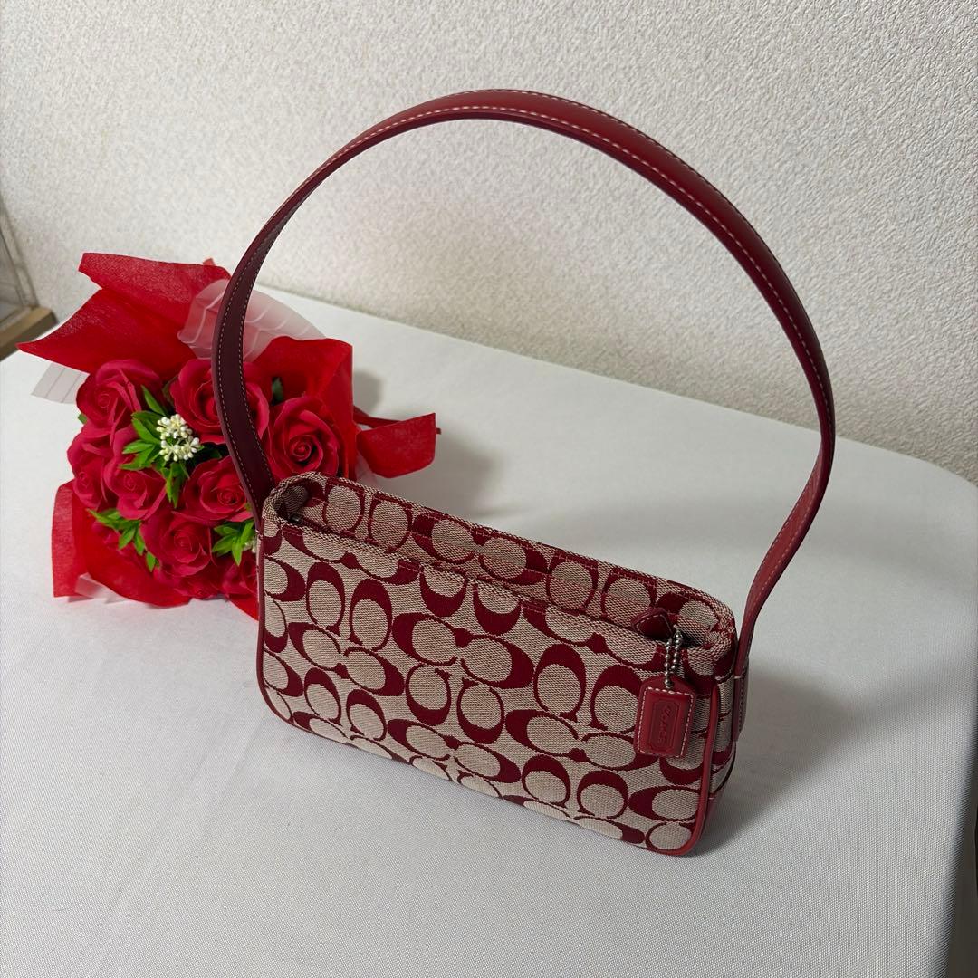 バッグ coach accessories pouch red signature