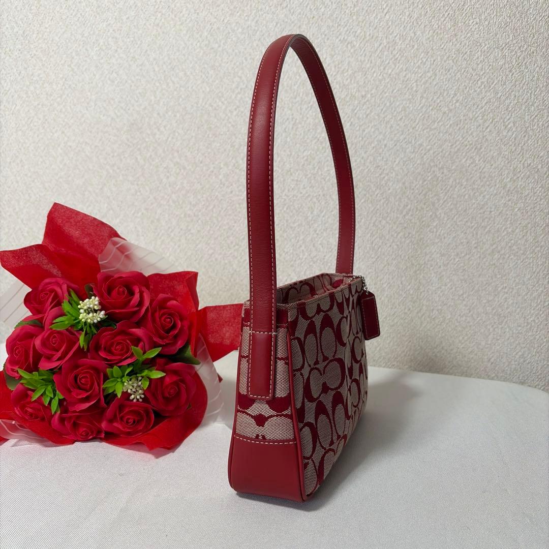 バッグ coach accessories pouch red signature