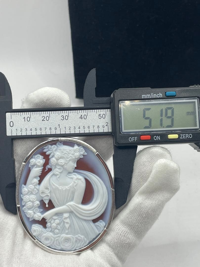 メノウカメオブローチ　ネックレストップ　2way silver 希少　特大