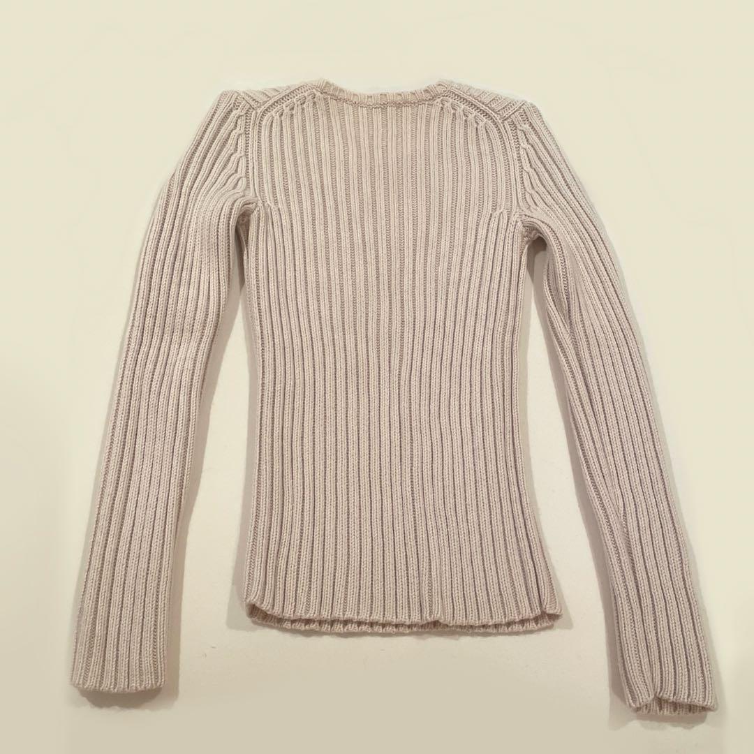 セオリー theory ベージュ リブ編み 長袖セーター ボタン付き ニット