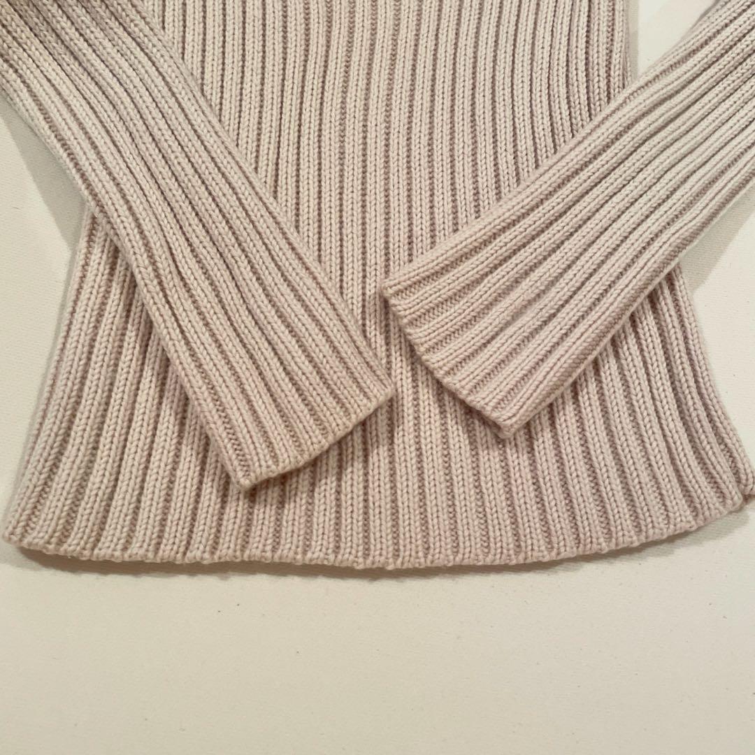 セオリー theory ベージュ リブ編み 長袖セーター ボタン付き ニット