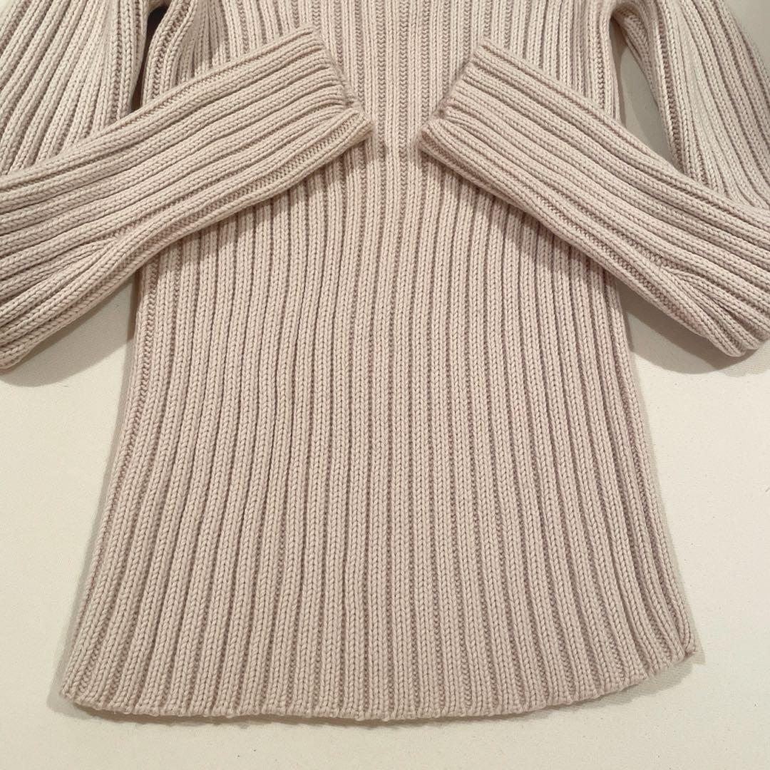 セオリー theory ベージュ リブ編み 長袖セーター ボタン付き ニット
