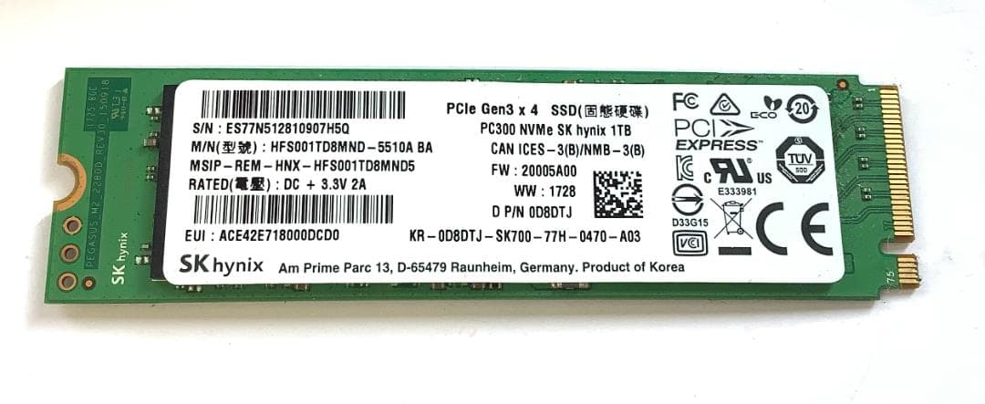 ②-WA481-SKhynix NVMe 1TB SSD 1点