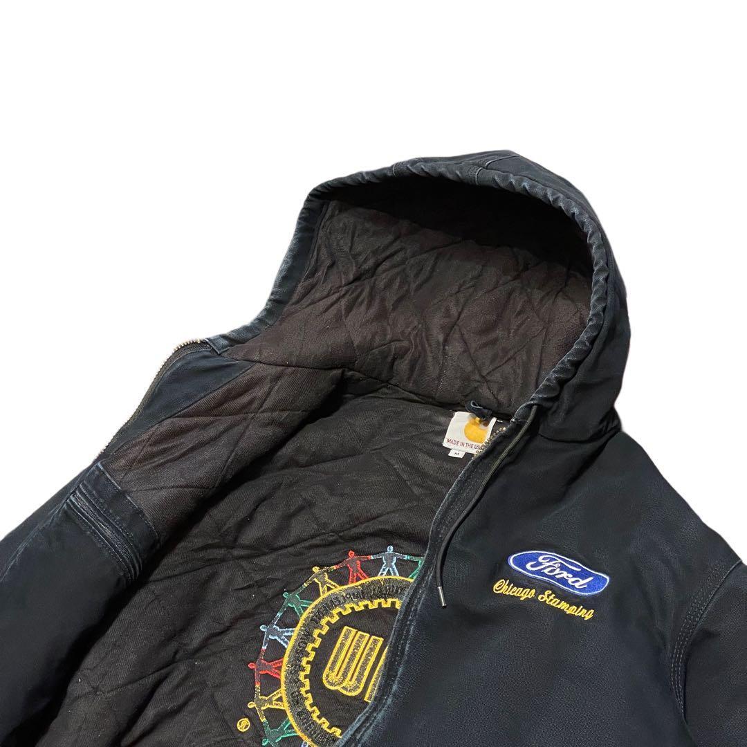 【M】Carhartt USA製 アクティブ ジャケット パーカー 黒 ブラック