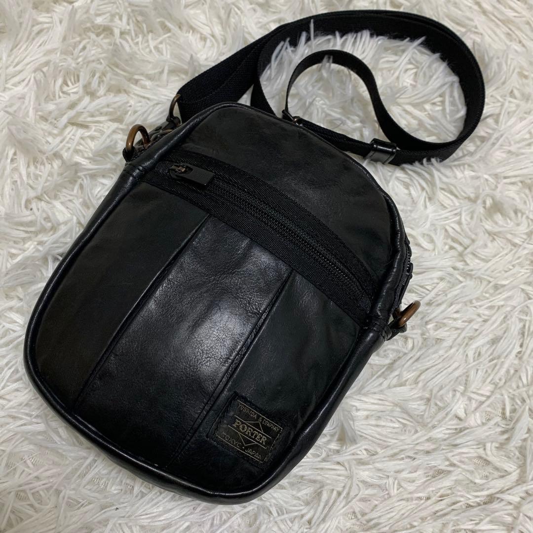 希少✨ポーター アルーフ ショルダーバッグ レザー ブラック クロスボディ