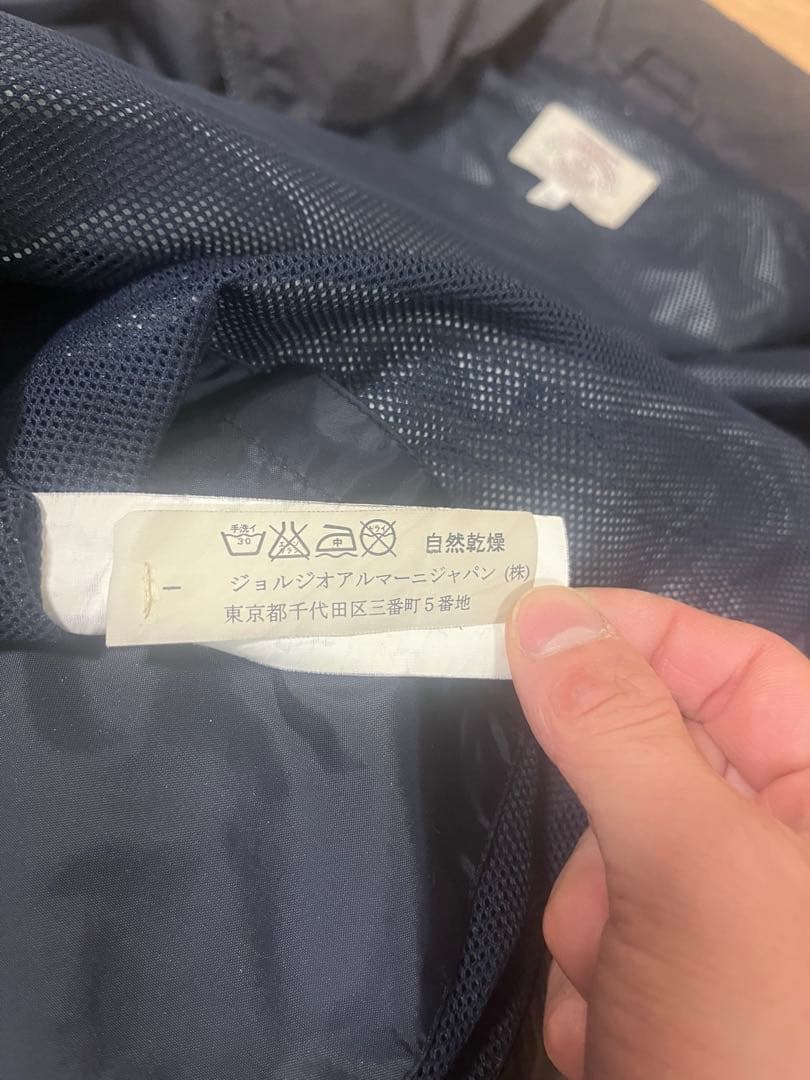 90s ARMANI JEANS ナイロンジャケット　短丈　ワイド　ネイビー