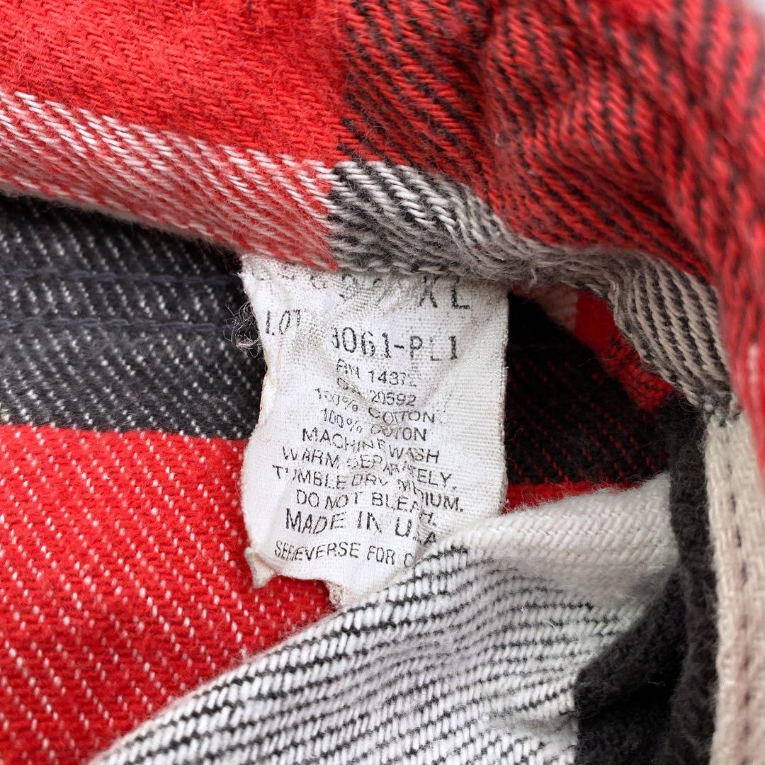 80s FIVEBROTHER ネルシャツ 赤×黒×白 USA製　XL