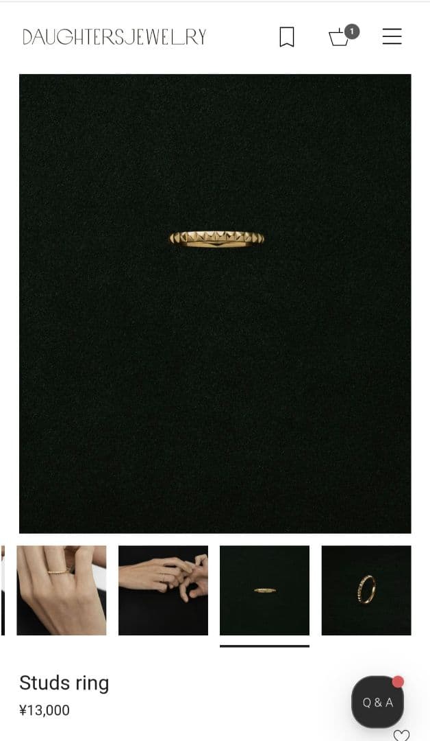 DAUGHTERSJEWELRY　Studs ring ゴールドリング　９号