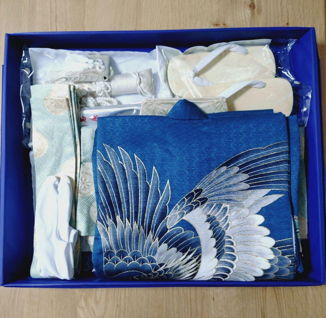 美品 七五三 男の子 5歳 産着 着物 フルセット 鷹の刺繍 卒園 入学 記念日