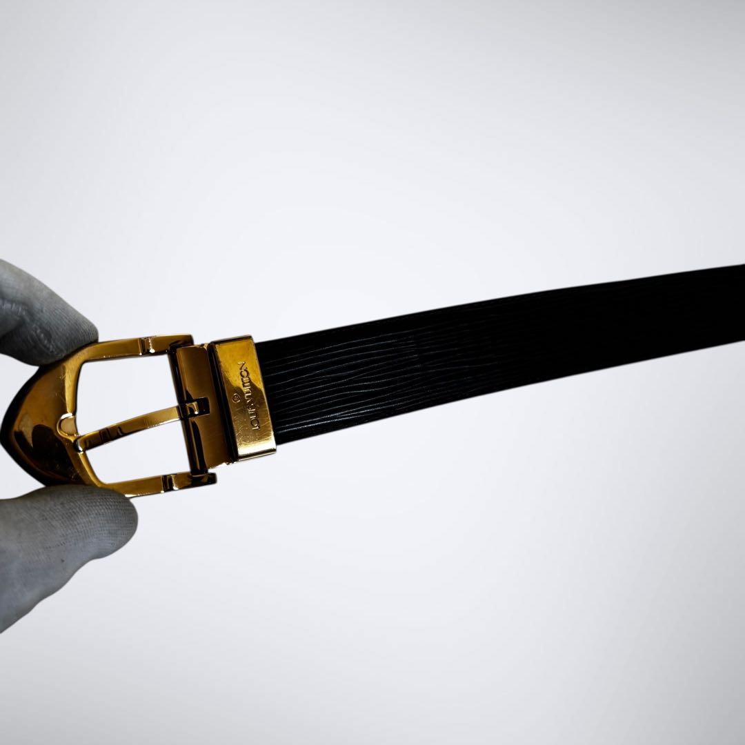 【限界価格/美品】ルイヴィトン エピ ベルト メンズ シリアル有 黒 ゴールド