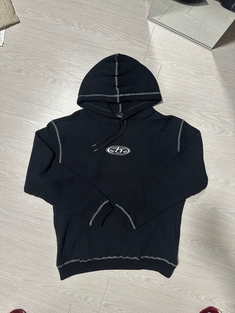HUF ブラック フード付きパーカー L
