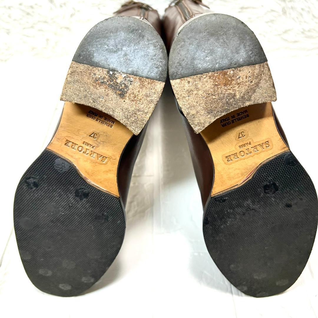 SARTORE　サルトル　乗馬ブーツ　ブラウン　プレーントゥ　23.5 イタリア