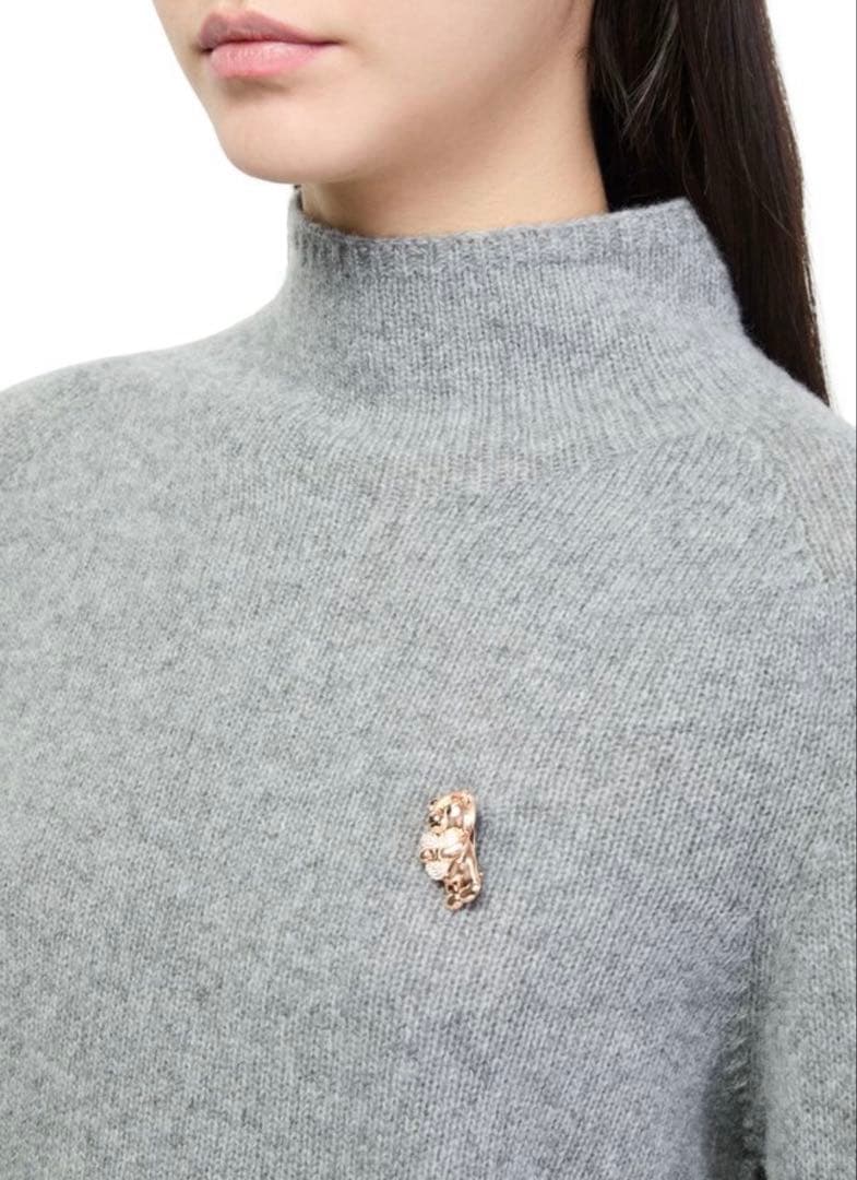 新品 MaxMara SHINYメタル テディ ブローチ heart bear