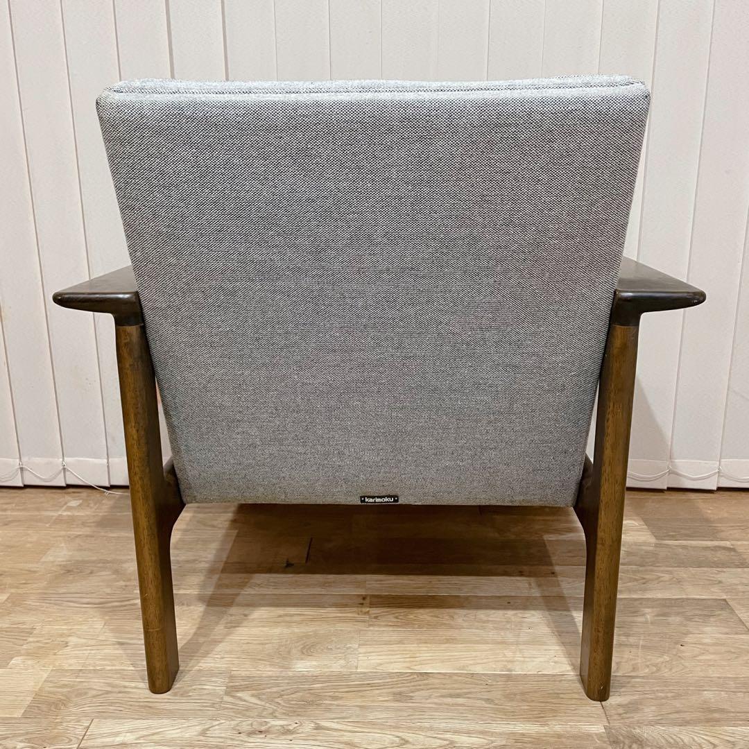 カリモク Kチェア ワイドアーム 1人掛け　ソファ　ビンテージ　グレー