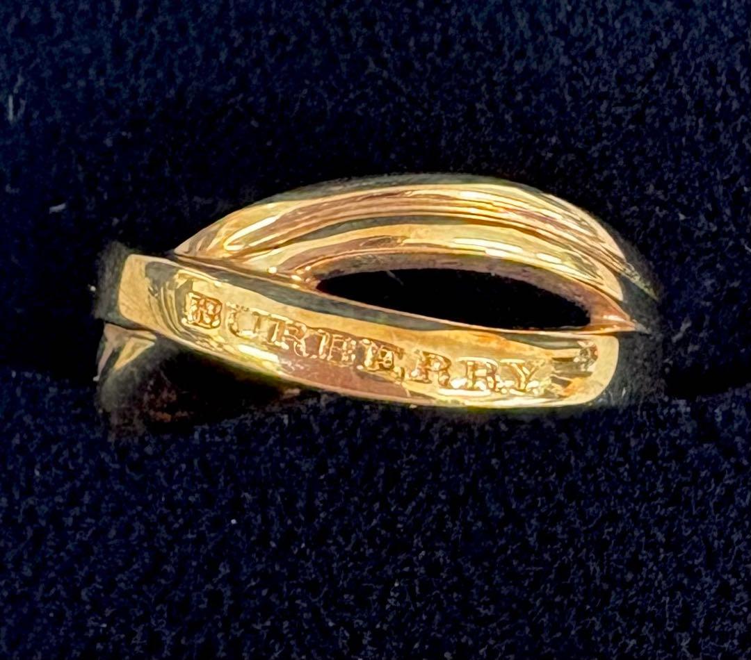 美品 バーバリー ゴールド　18k 刻印　クロスデザインリング
