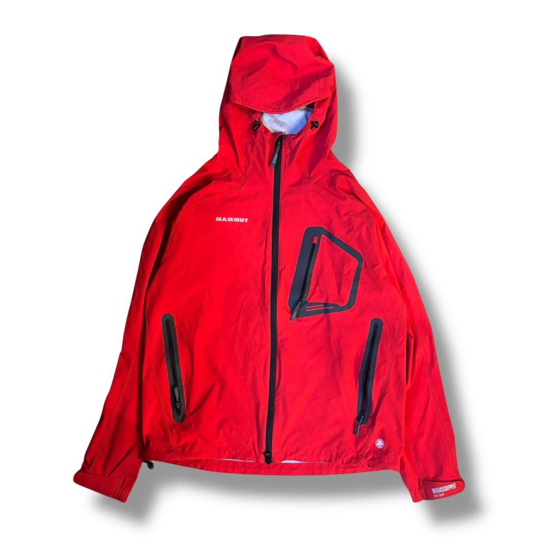 美品✨MAMMUT マムート フード付 ナイロン WIND STOPPER 赤