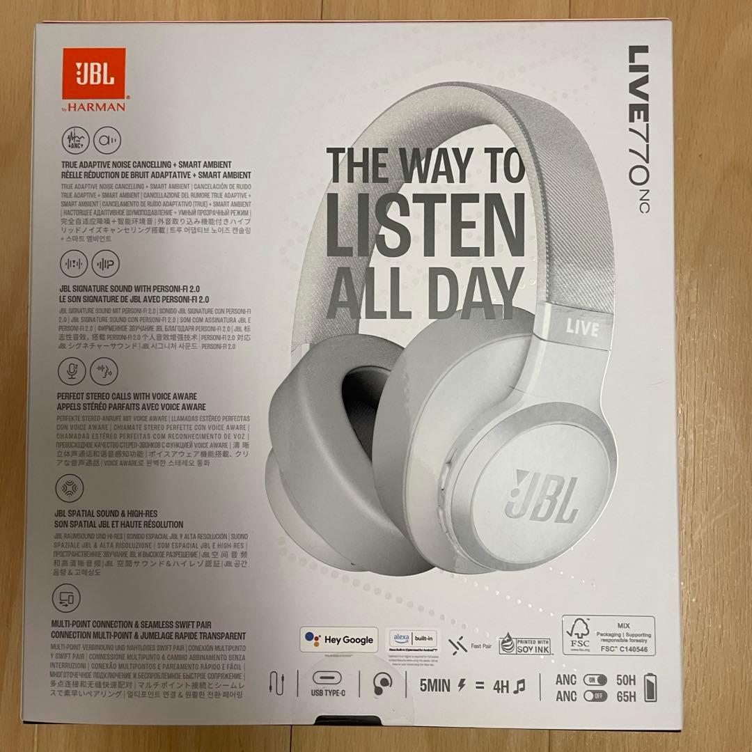 JBL LIVE 770 NC ワイヤレスヘッドホン ホワイト