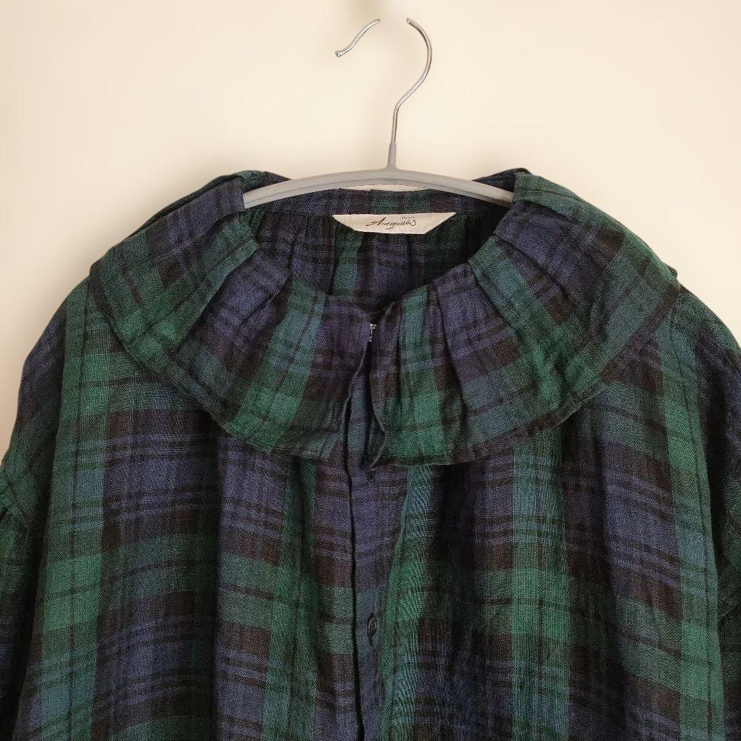 美品 ichi Antiquités リネンタータンフリルシャツ イチ