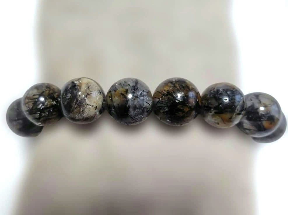 ブラックルチル15mm 　天然石　ブレスレット