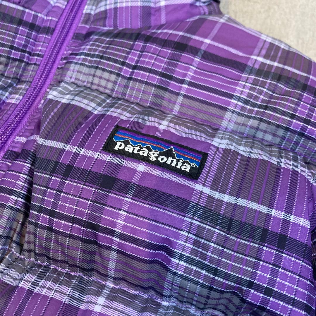 美品 パタゴニア patagonia ダウン ジャケット S 紫 チェック 総柄