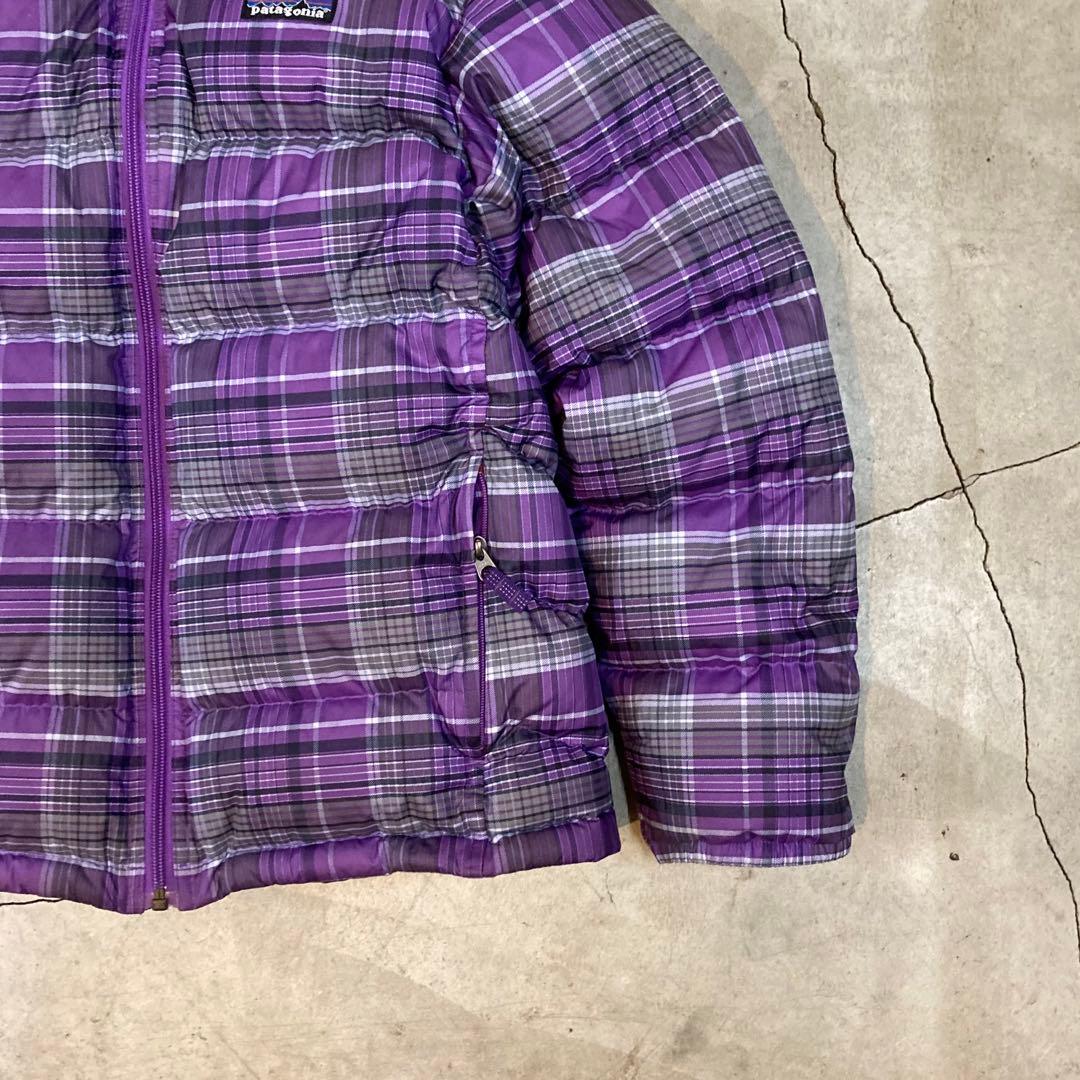 美品 パタゴニア patagonia ダウン ジャケット S 紫 チェック 総柄