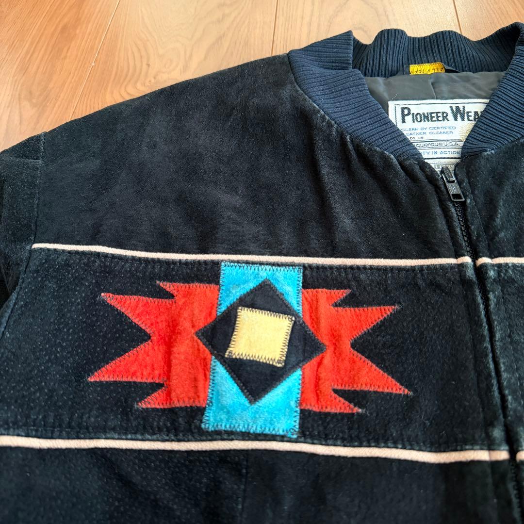 黒◎ PIONEER WEAR スエード レザージャケット ブラック USA