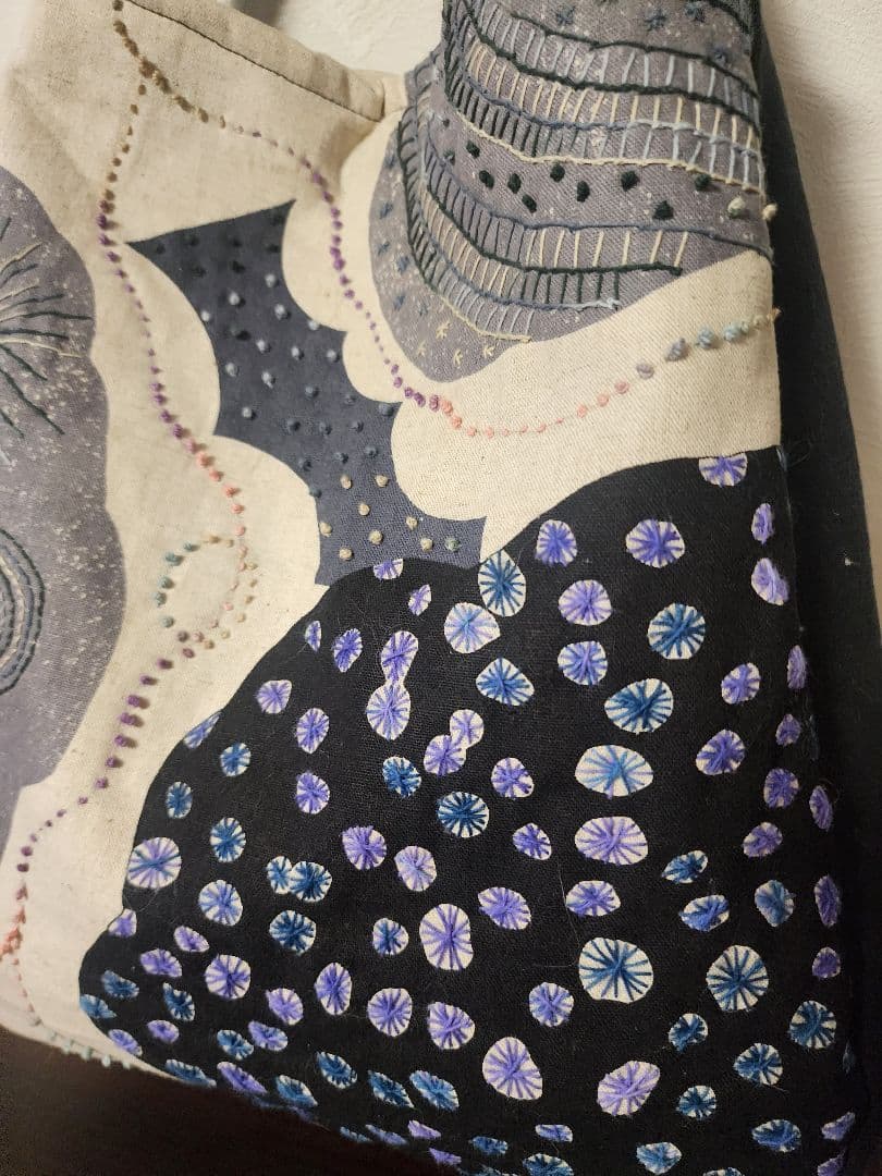 ★★★新作　モノトーン系　エチノ生地に刺し子　一点物　センソユニコ慈雨等