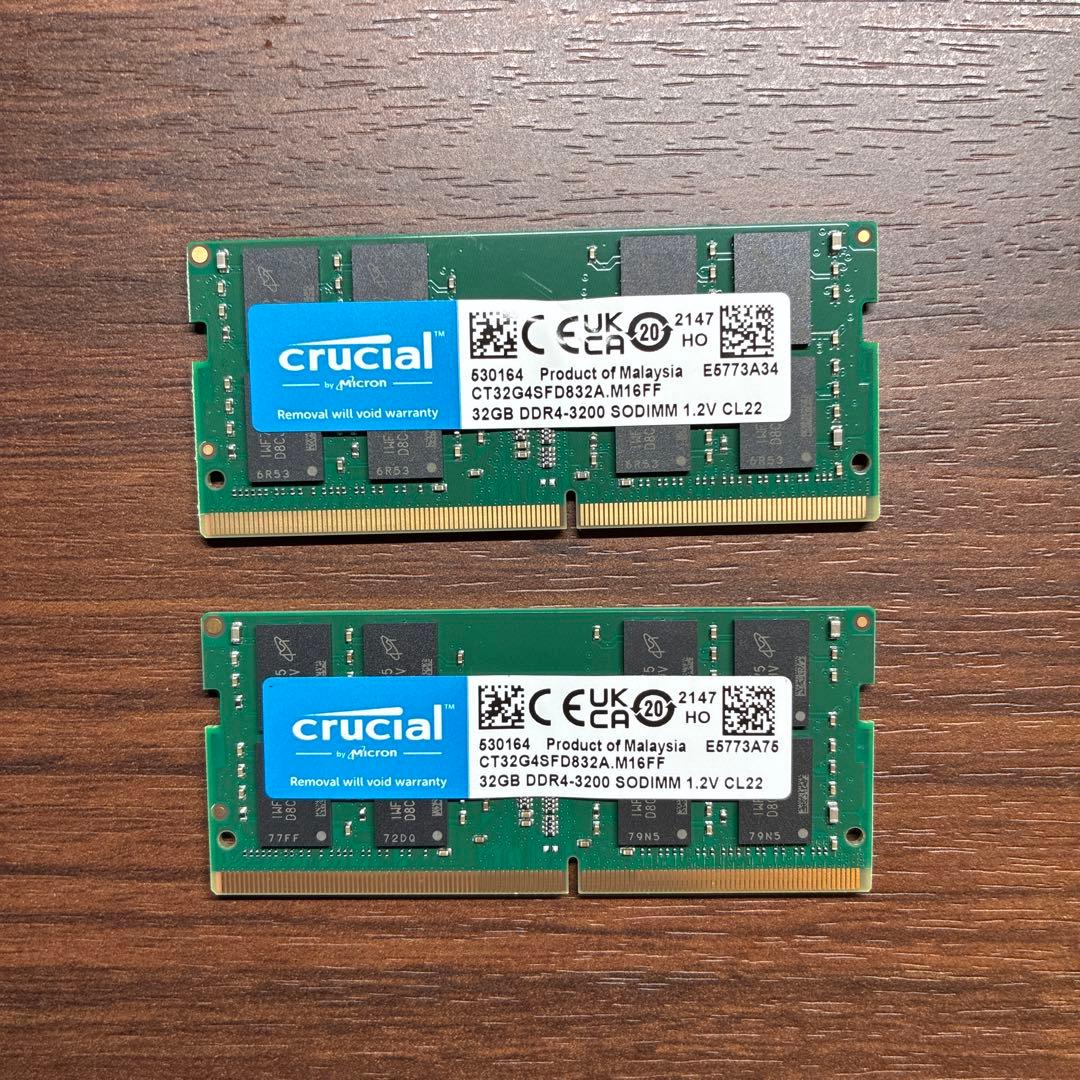 ま*び様 Crucial 64GB(32GB×2) DDR4-3200 メモリー