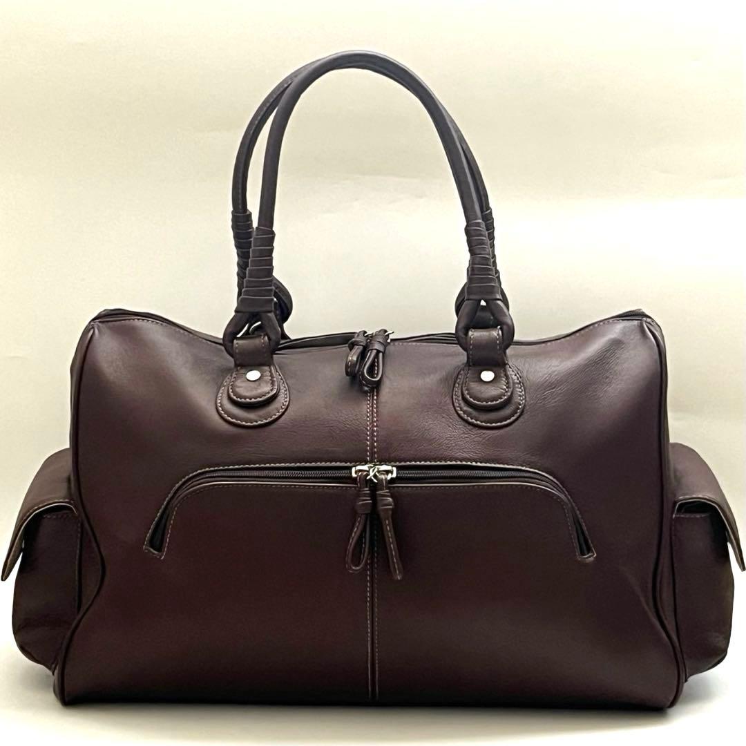 極美品✨濱野皮革工藝 HAMANO 豚革 2wayボストンバッグ 皇室御用達 茶