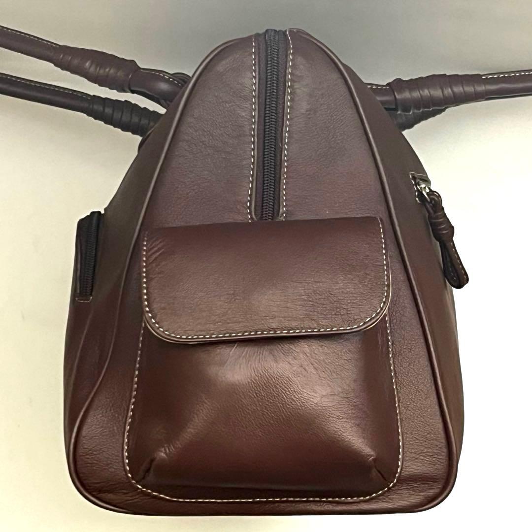 極美品✨濱野皮革工藝 HAMANO 豚革 2wayボストンバッグ 皇室御用達 茶