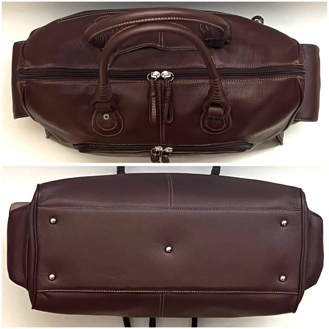 極美品✨濱野皮革工藝 HAMANO 豚革 2wayボストンバッグ 皇室御用達 茶