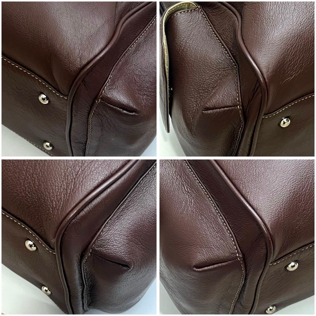 極美品✨濱野皮革工藝 HAMANO 豚革 2wayボストンバッグ 皇室御用達 茶