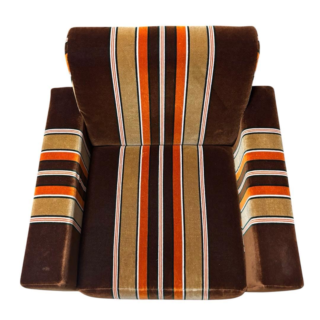 【レトロ】モケットストライプ　ソファ　チェア　1人掛　たのメル便