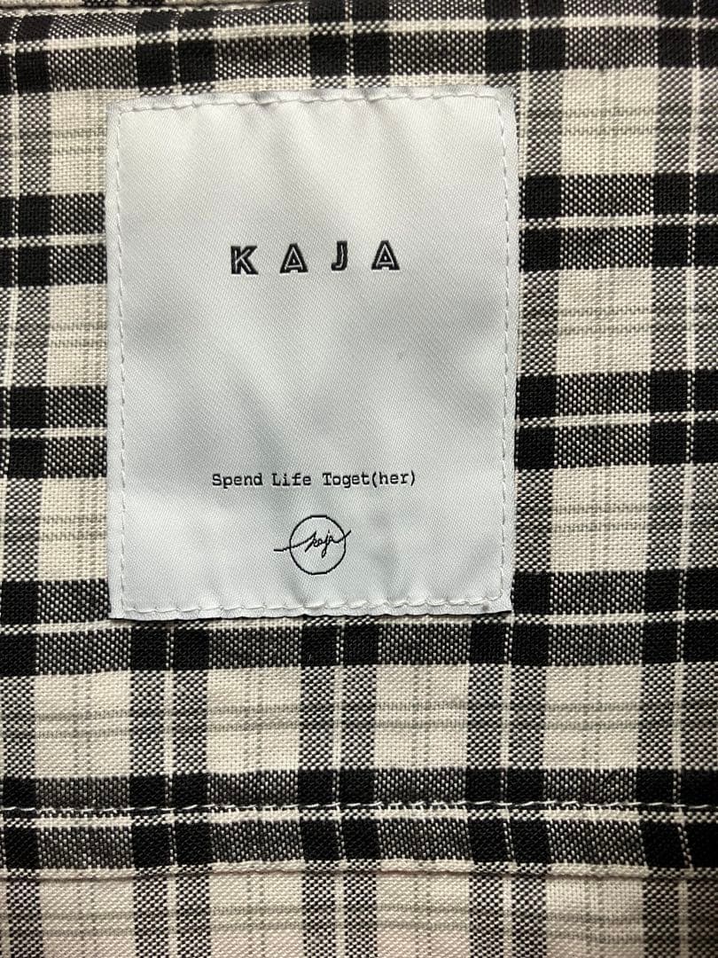 トップス KAJA HALF ZIP PULLOVER CHECK SHIRT WHITE