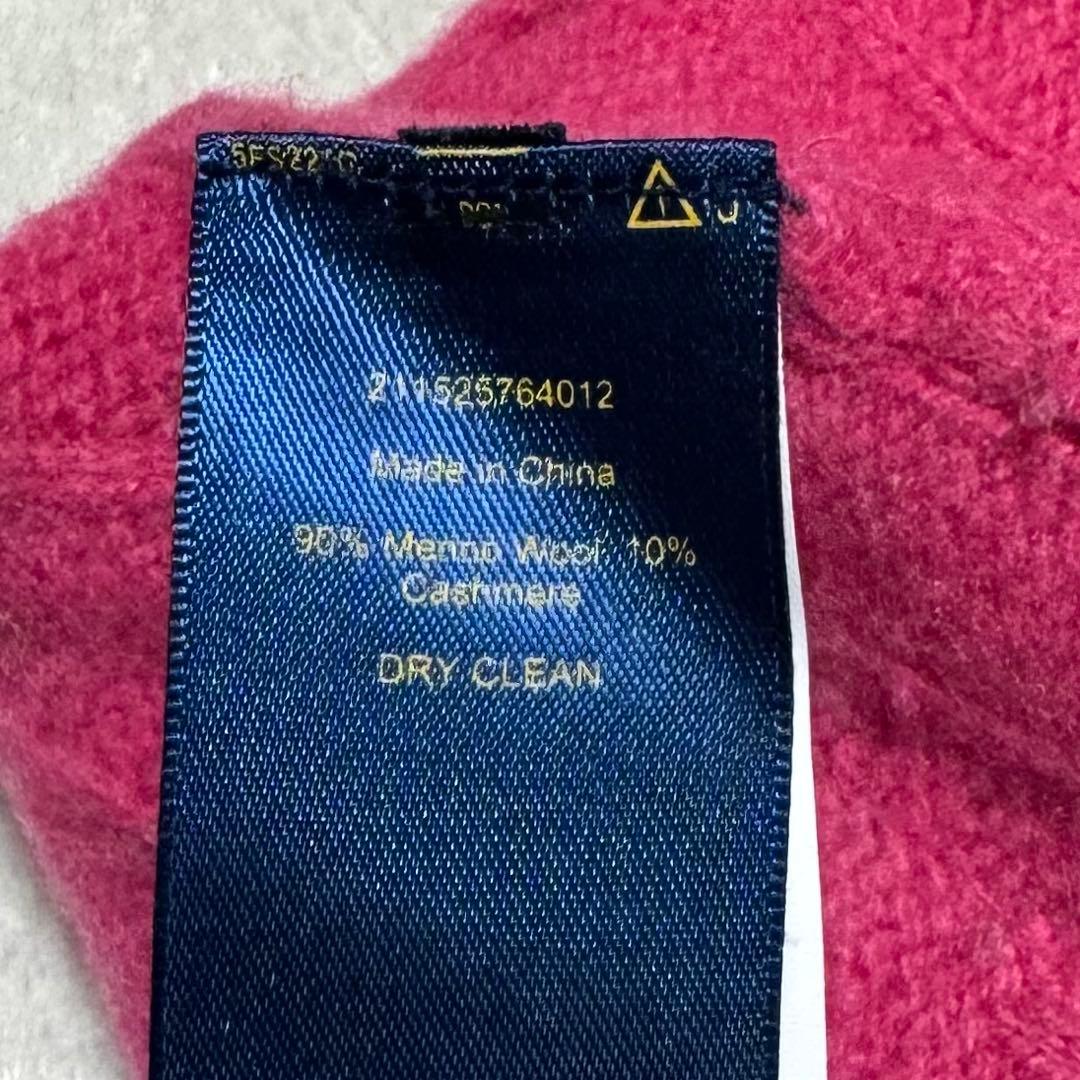 美品 ポロラルフローレン ケーブルニット カシミヤ混 ウール ピンク XL