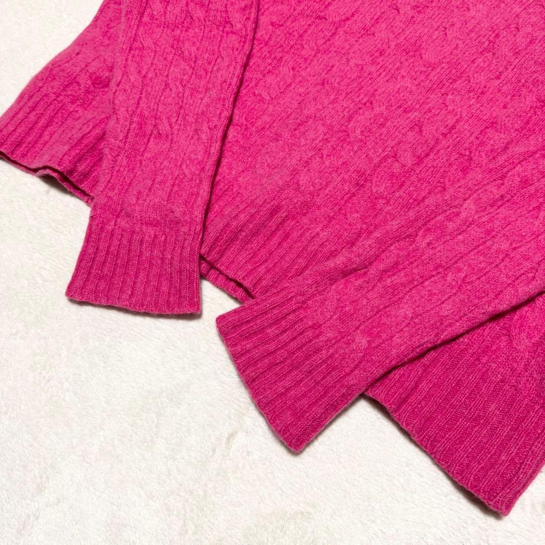 美品 ポロラルフローレン ケーブルニット カシミヤ混 ウール ピンク XL