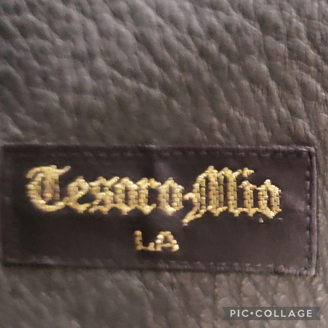 牛革　カーコート　ダブルブレスト　tesoro mio　テゾーロ ミオ　シボ　黒