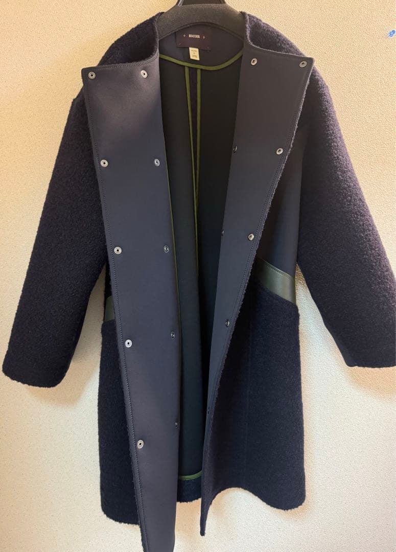 ❗️今だけ値下げ❗️ロジェの軽量ノーカラーダブル前コート／ネイビー