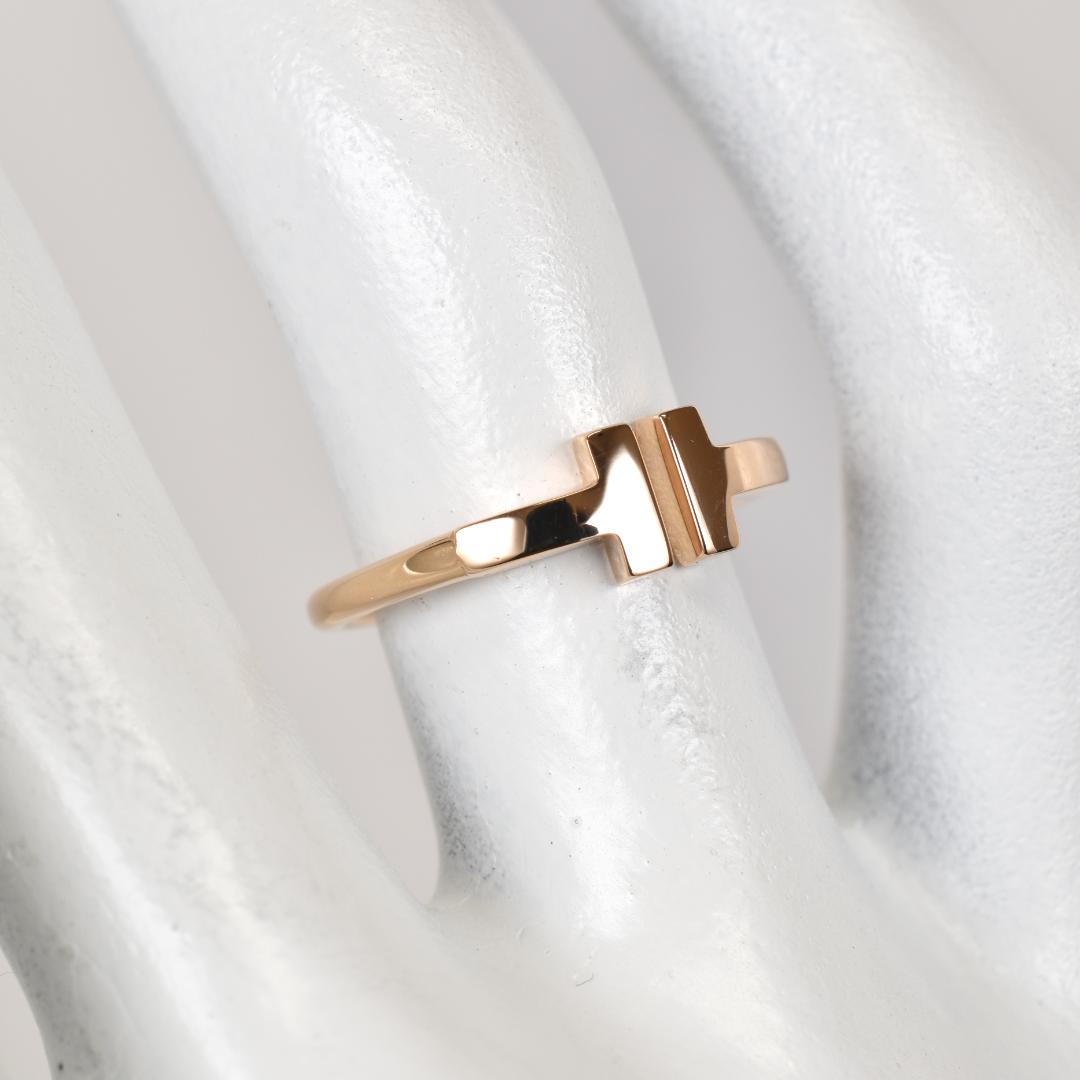 【新品仕上げ済】TIFFANYティファニー Tワイヤーローズゴールドリング