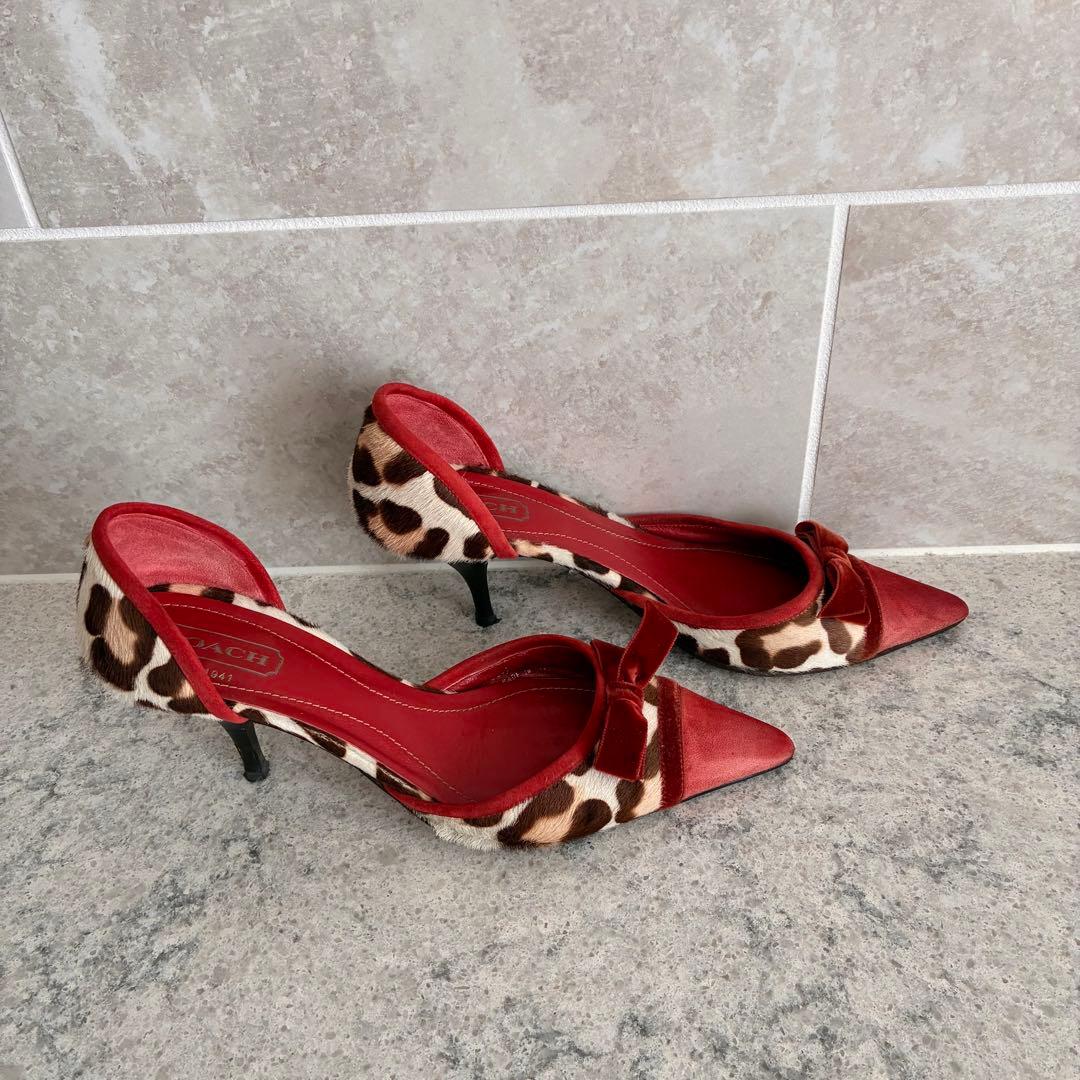 コーチ ヒョウ柄 パンプス バッグ セット