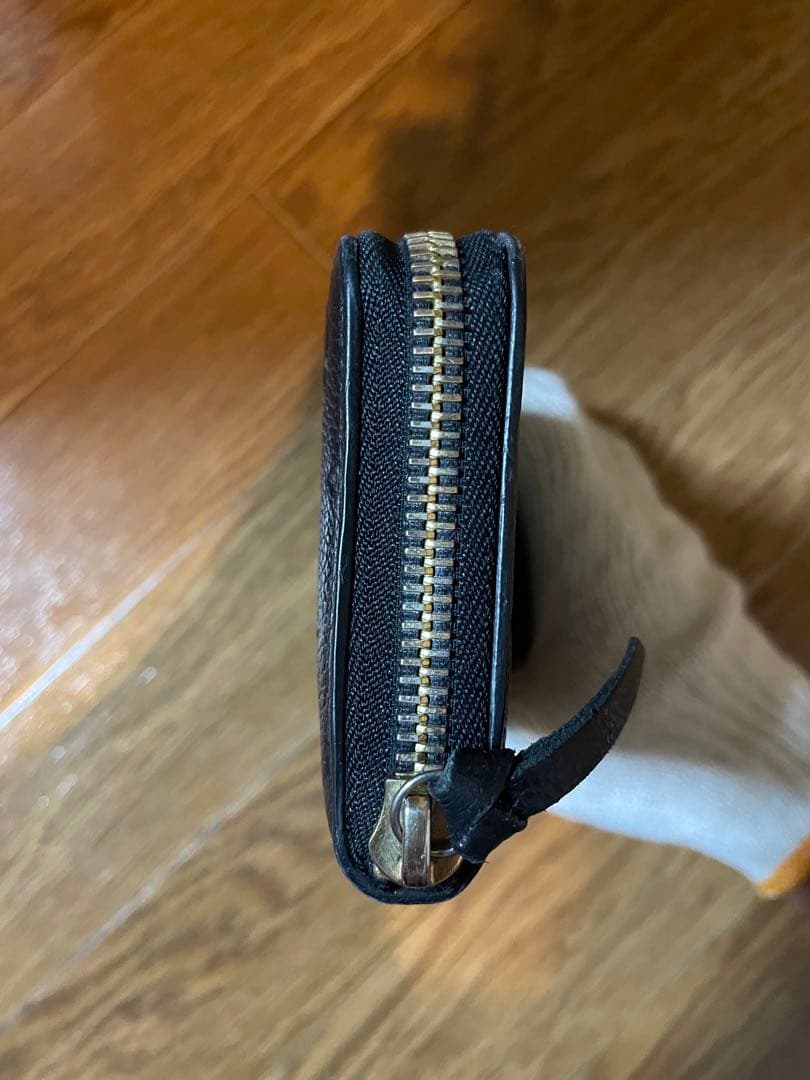 Louis Vuitton ブラックレザー長財布　モノグラム　アンプラント