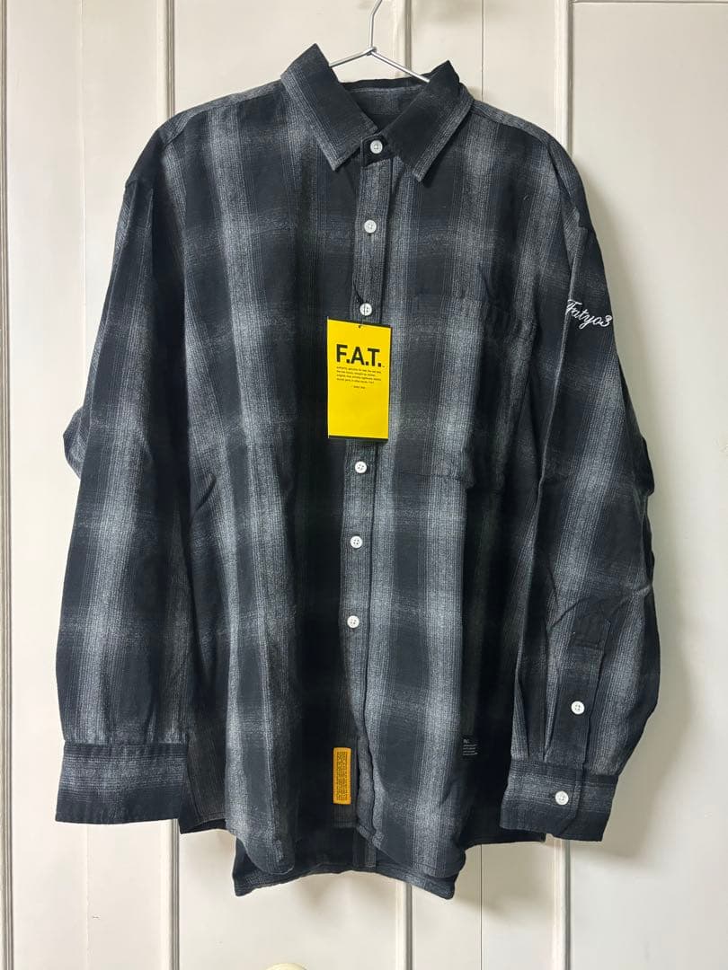 新品FAT オンブレチェックシャツ ルーズシルエット ネルシャツ