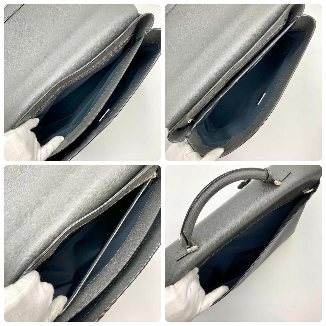 ここ！定価約50万✨ Valextra ビジネスバッグ 本革 グレー 鍵