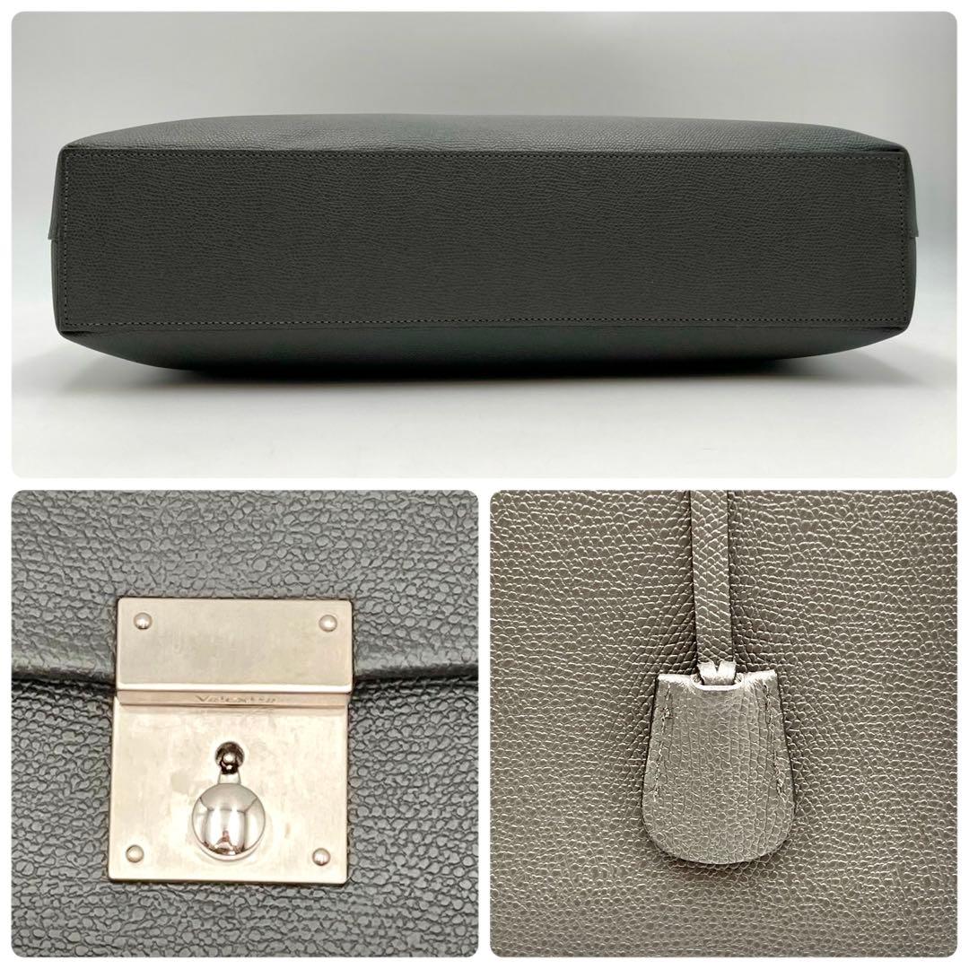 ここ！定価約50万✨ Valextra ビジネスバッグ 本革 グレー 鍵