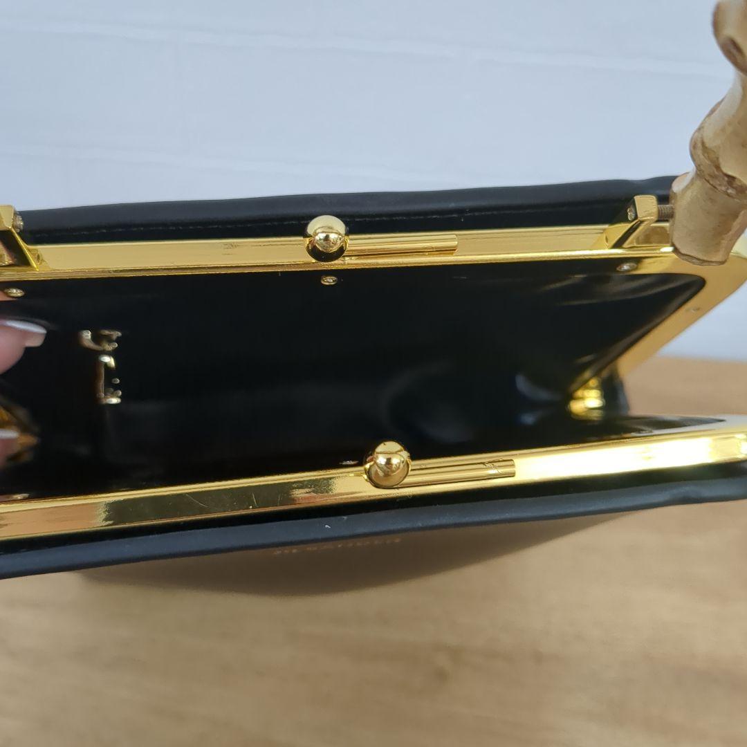 ハンドバッグ　がま口　バンブーハンドル